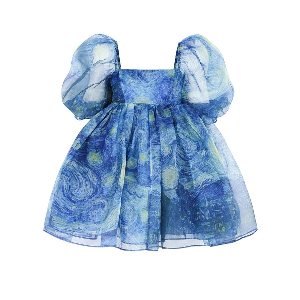 Selkie The Starry Night Silk Puff Dress Small NWT - Picture 2 of 16